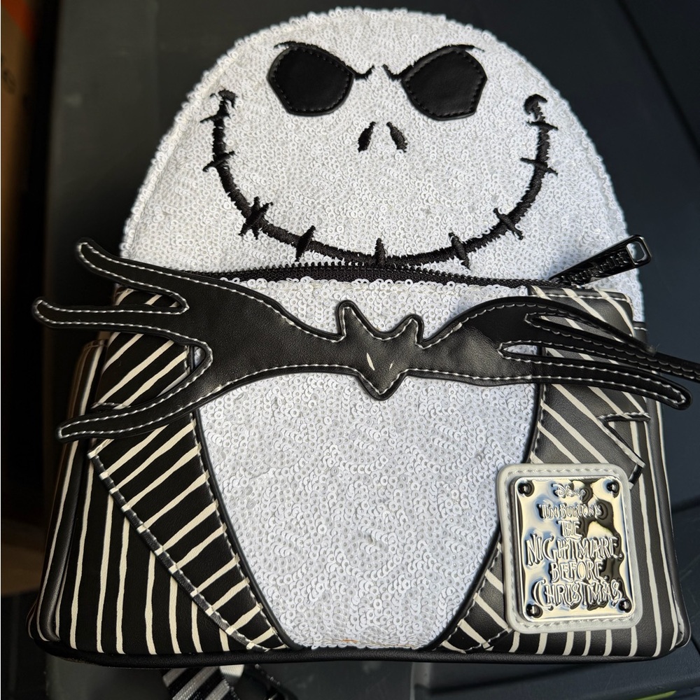 Loungefly Jack Skellington Sequin Mini Backpack and Walker Combo NEW